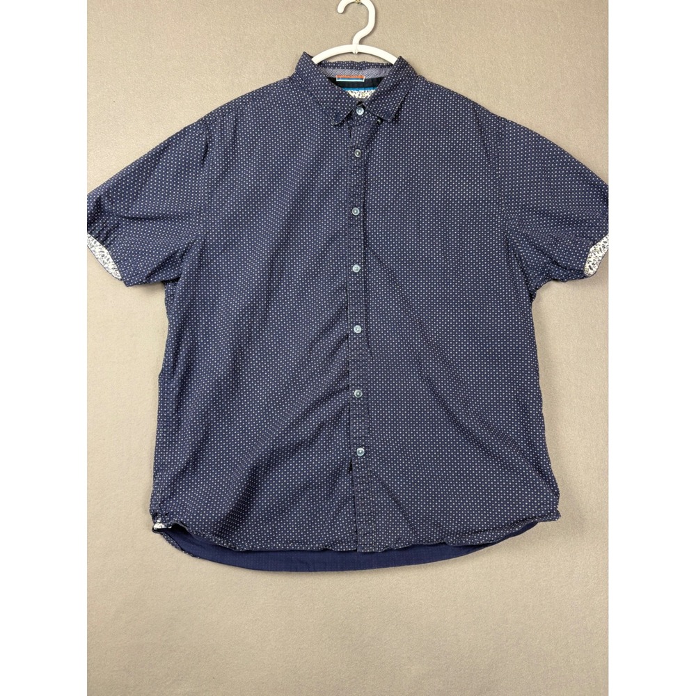 Denim & Flower Ricky Singh Mens XL Navy Micro Print Cotton Button Down Shirt